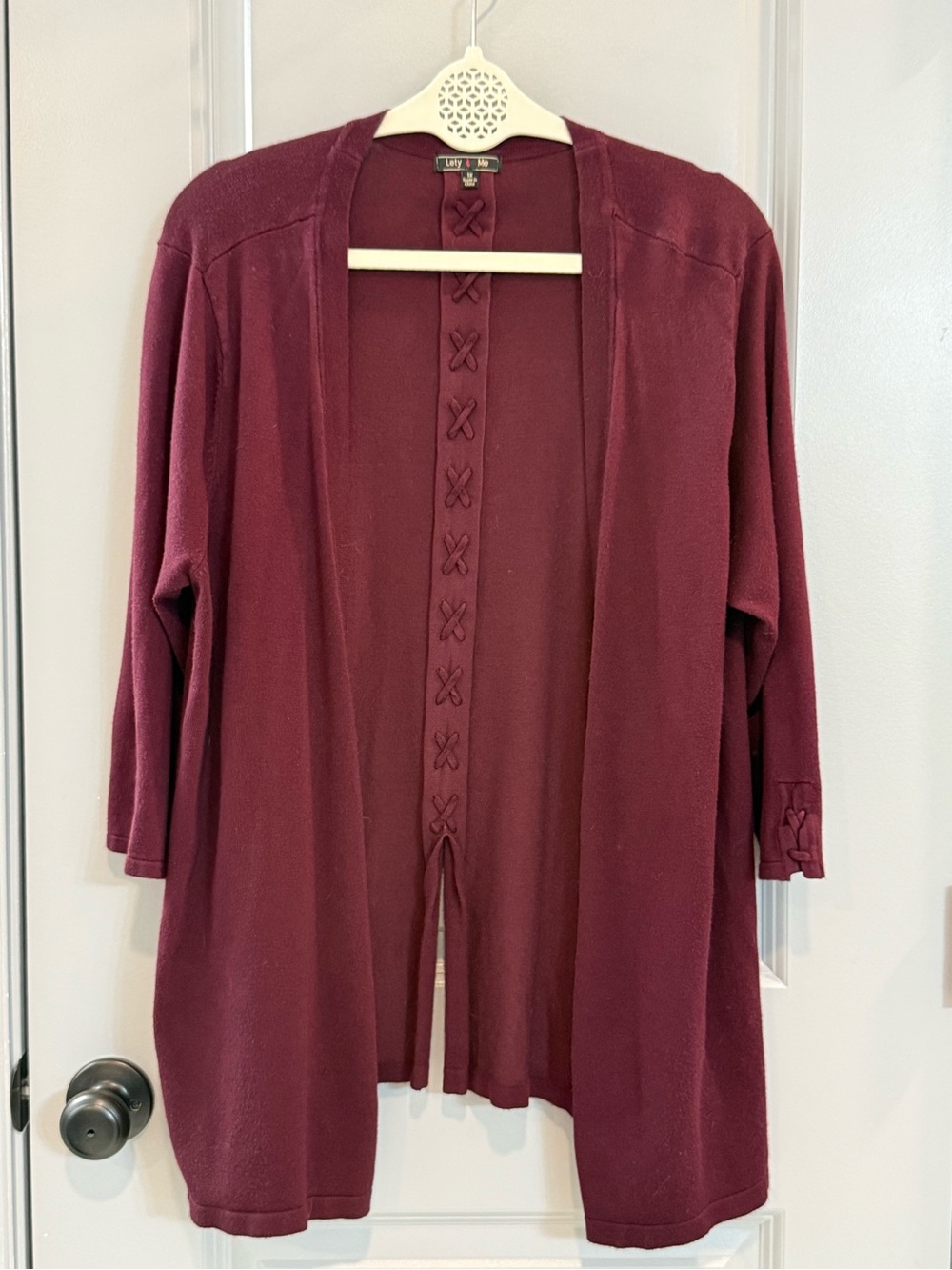 Liz & Co. Open-Front Wine Cardigan Sweater